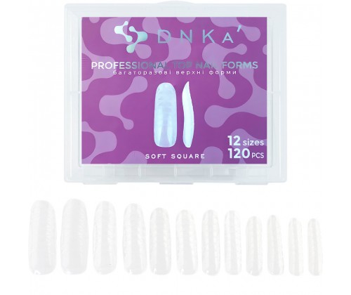 Верхні форми для нарощування DNKa Professional Top Nail Forms Soft Square, 120 шт