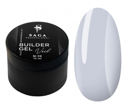 Однофазний гель для нарощування Saga Builder Gel Veil №06, 15 (прозорий)