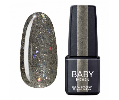 Гель-лак Baby Moon Dance Diamond №21 (сріблясто-оливковий з різнокольоровим глітером), 6 мл