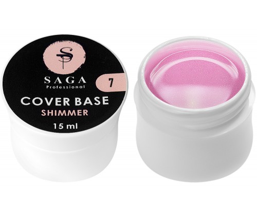 Камуфляжна база SAGA Cover Base Shimmer №07, 15 мл (біло-бузковий з шиммером)