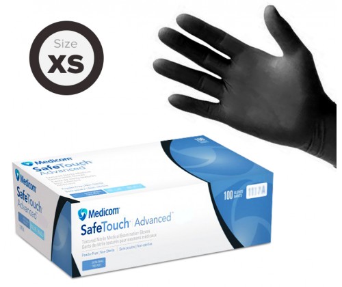 Одноразові рукавички Medicom нітрилові XS (чорні), 100 шт